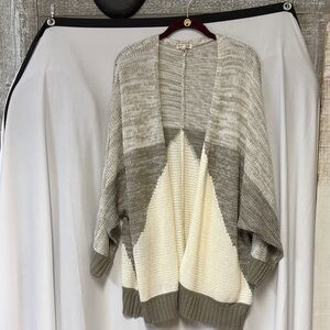 Woven Heart Gray and Cream Cardigan